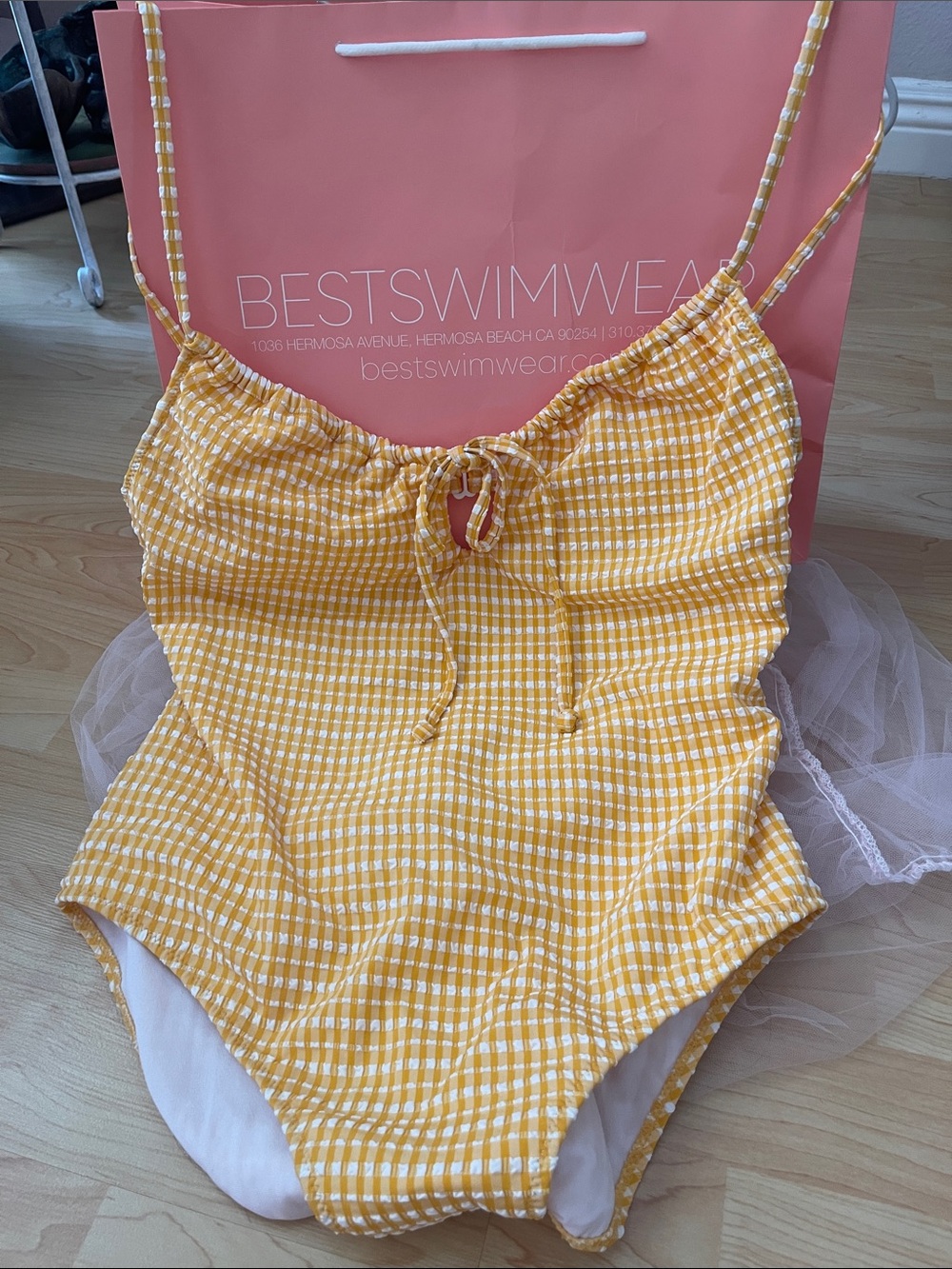 Yellow Gingham One-Piece Swimsuit